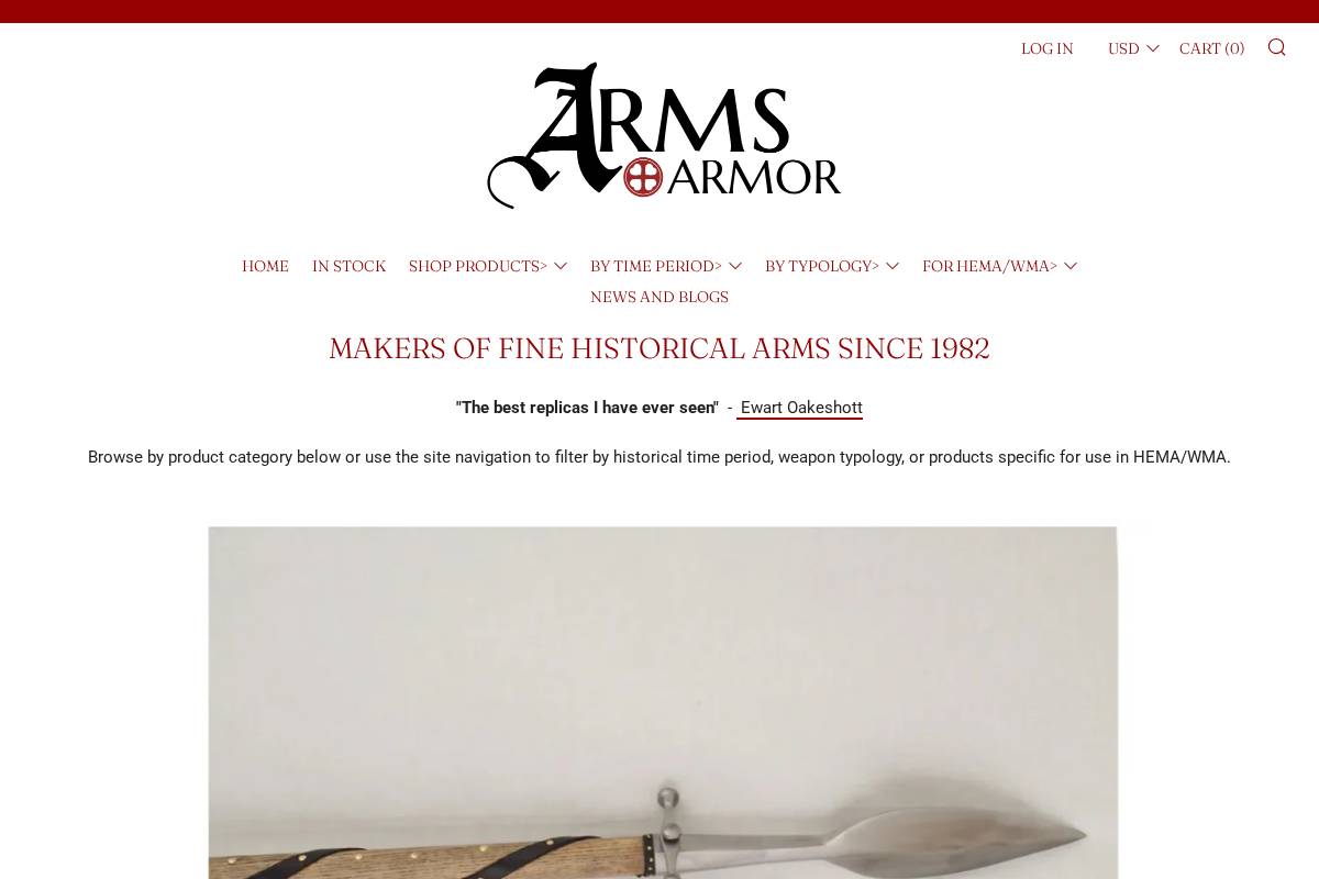 arms-n-armor.com homepage screenshot