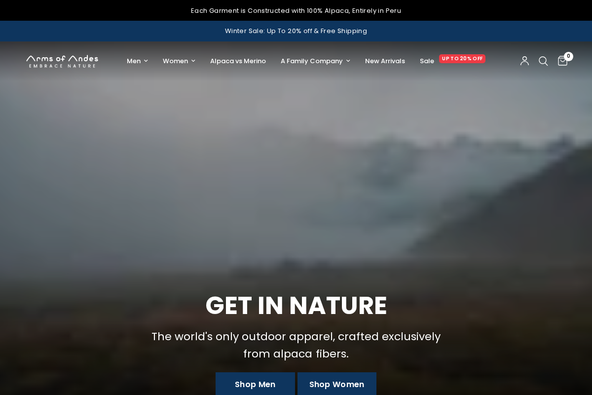 Armsofandes homepage screenshot