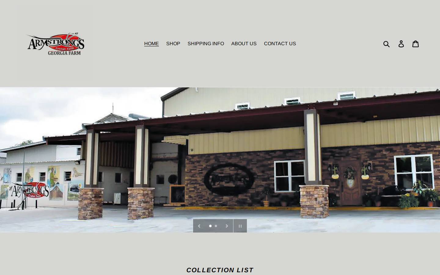 armstrongcricket.com homepage screenshot