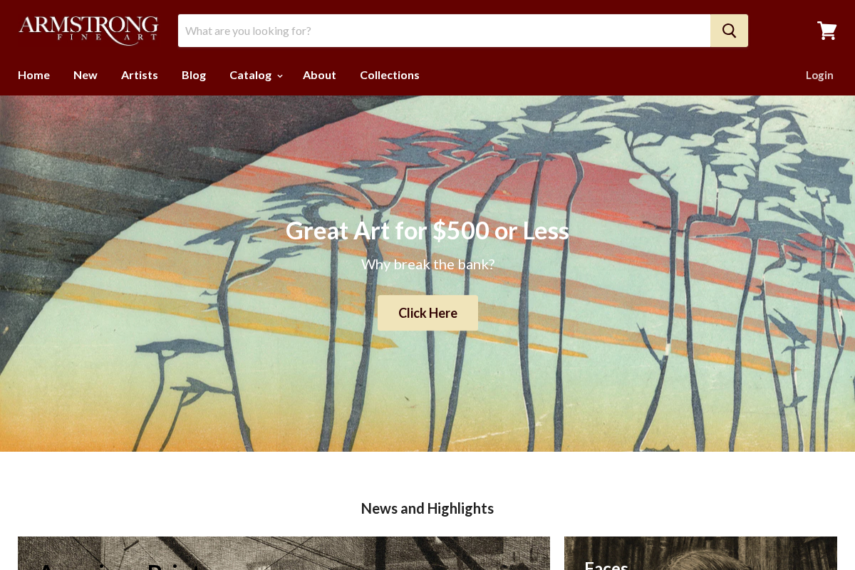 Armstrong Fine Art homepage screenshot