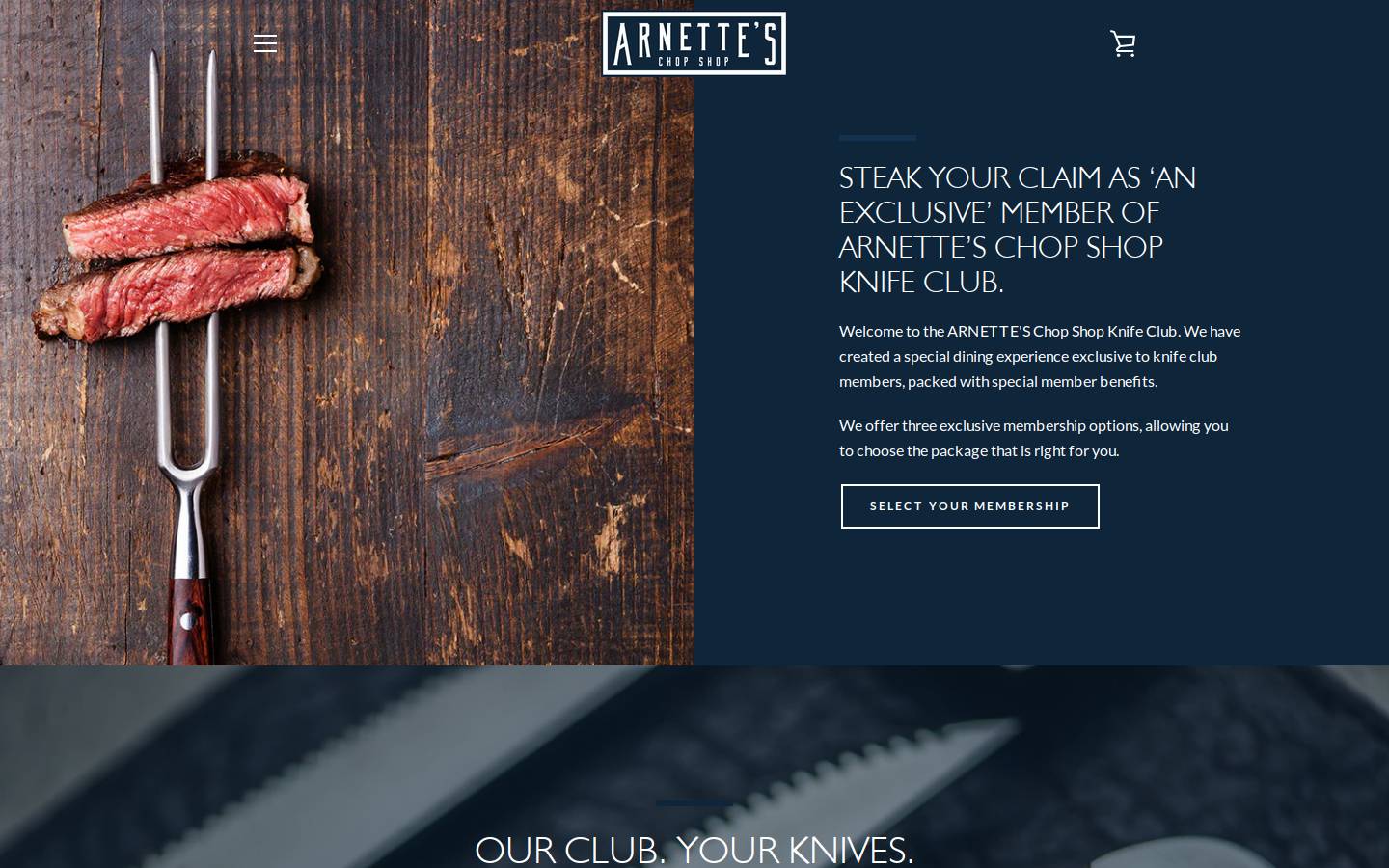 arnettesknife.club homepage screenshot