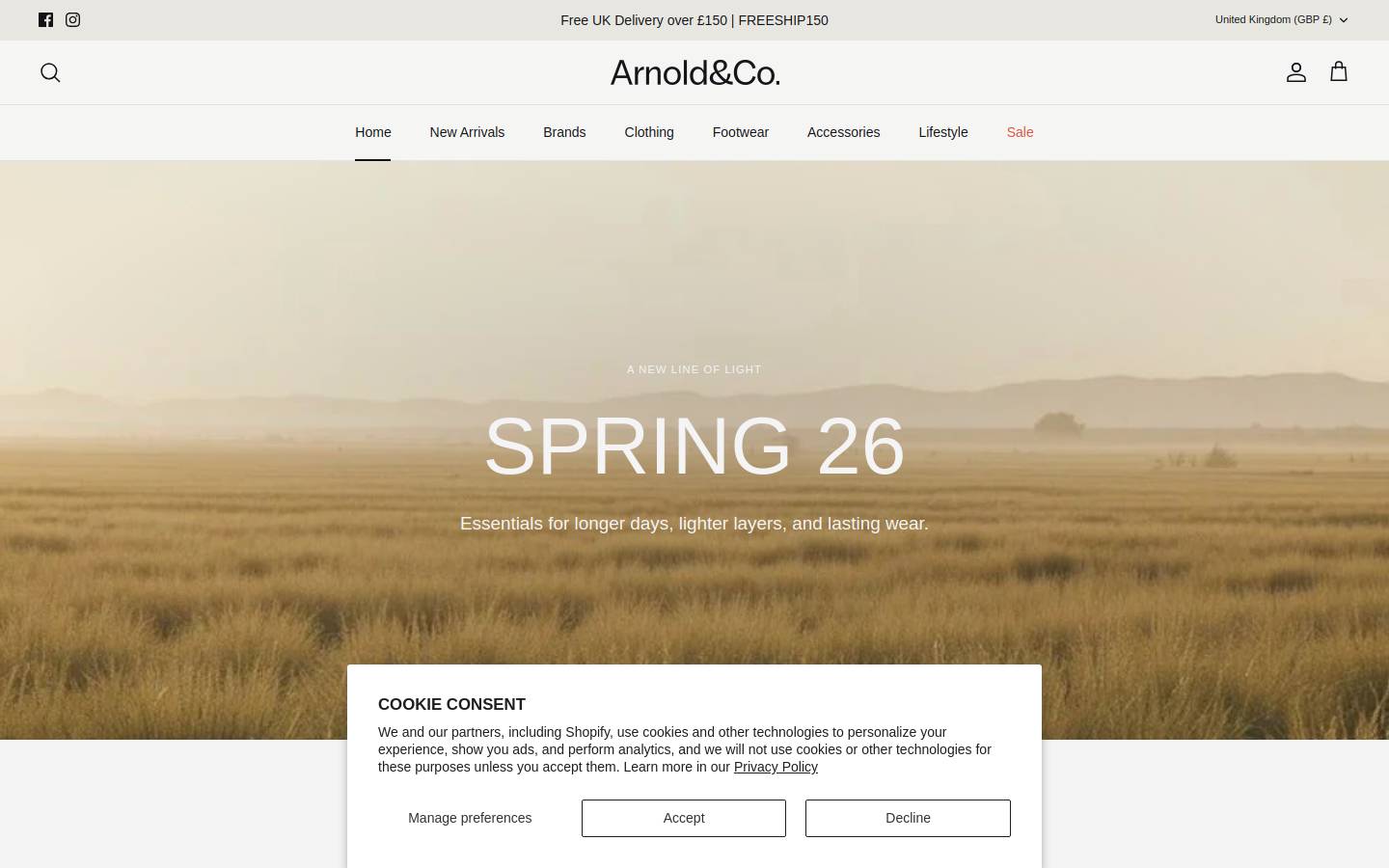 arnoldandco.store homepage screenshot