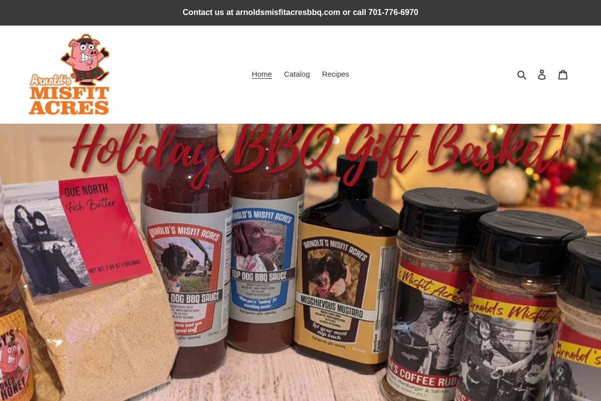 arnoldsmisfitacresbbq.com homepage screenshot