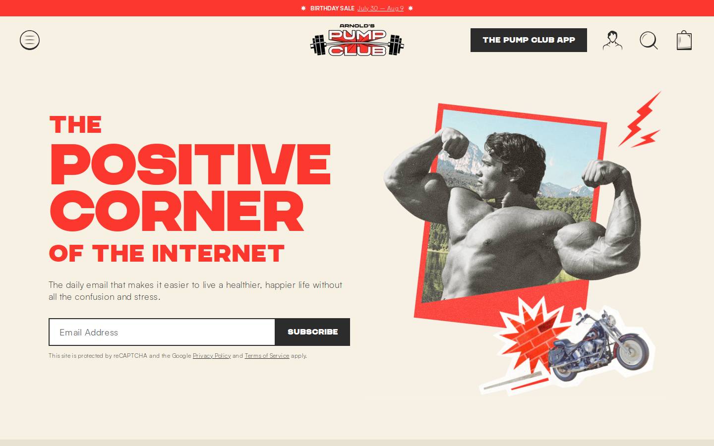 arnoldspumpclub.com homepage screenshot