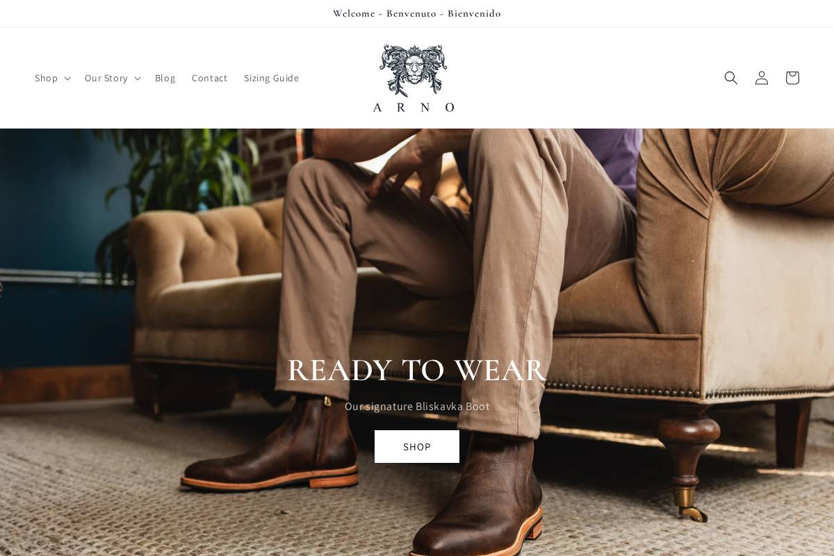 arnoshoes.com homepage screenshot