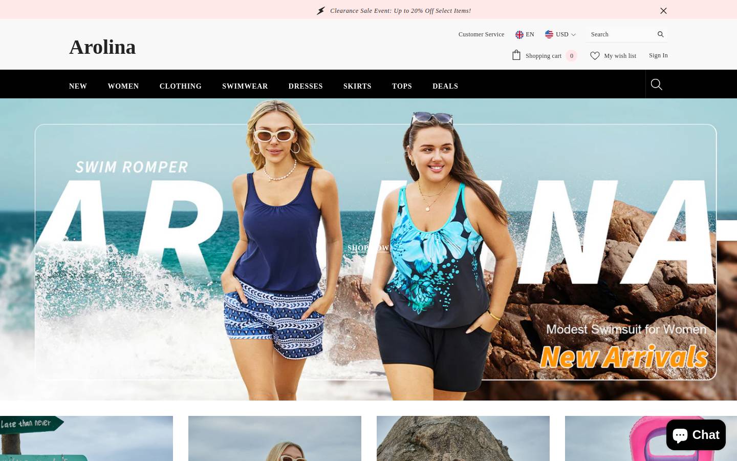 arolina.com homepage screenshot