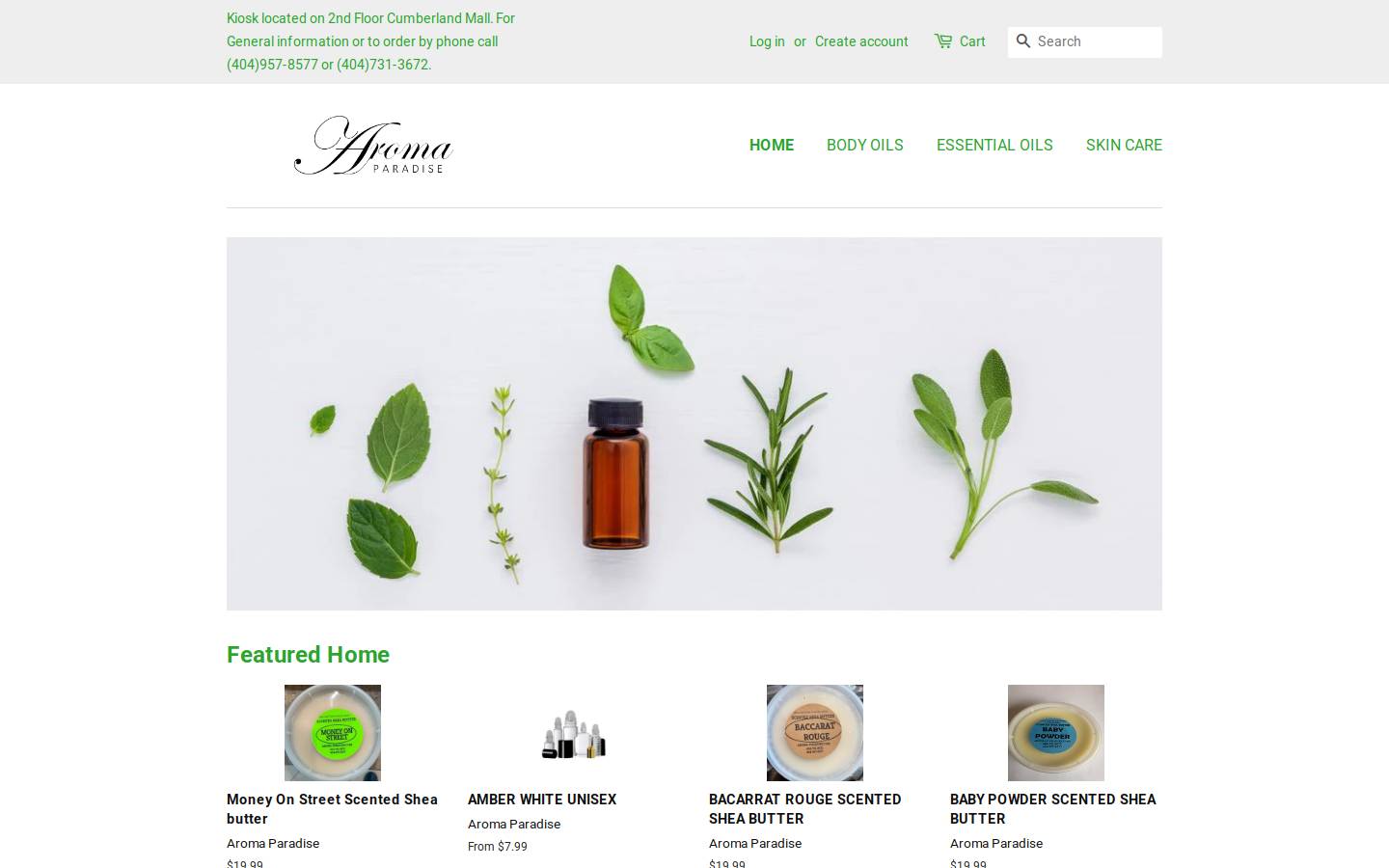 aroma-paradise.com homepage screenshot