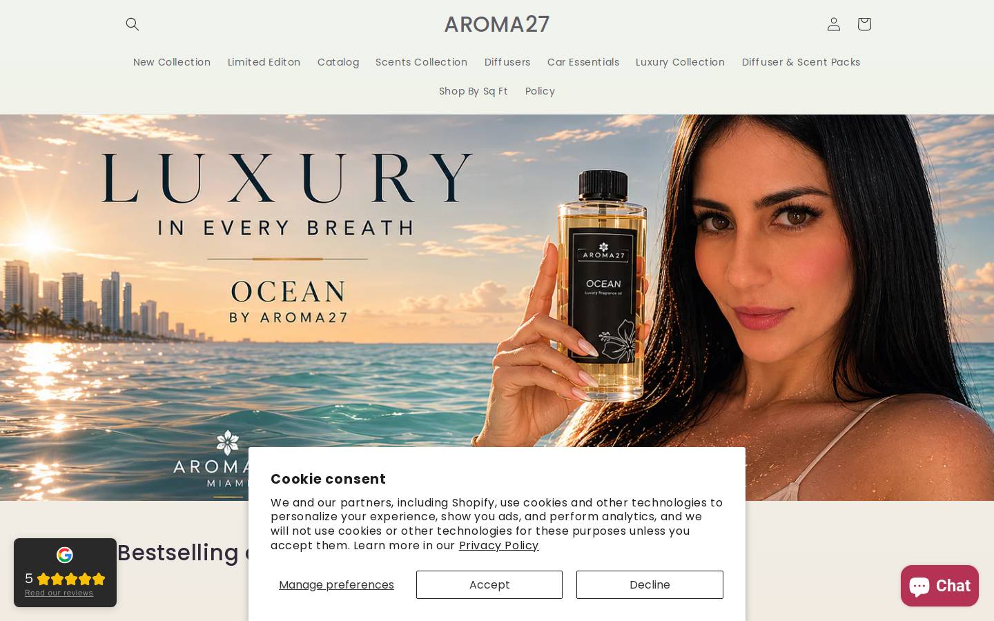 aroma27.store homepage screenshot