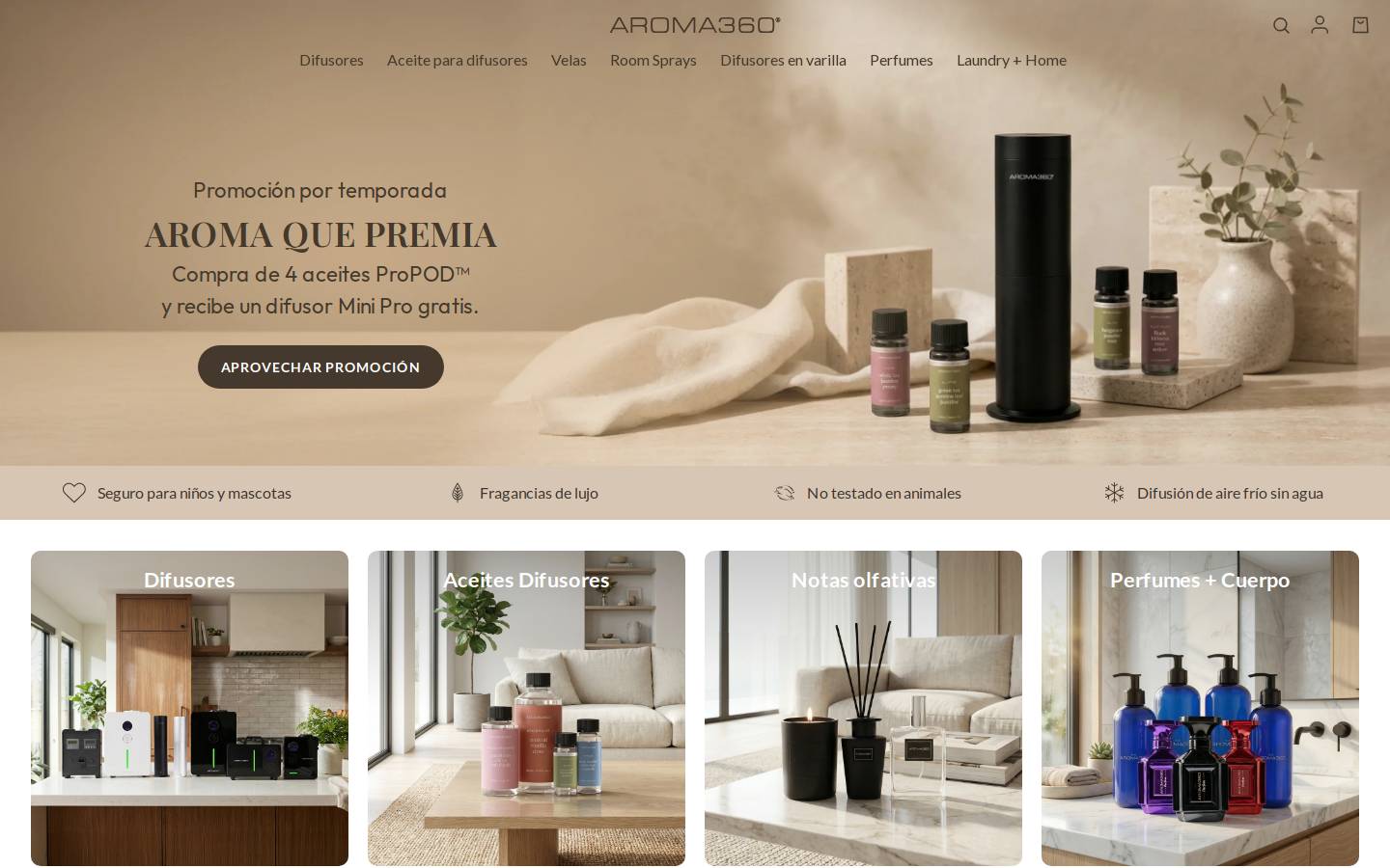 Aroma360 homepage screenshot