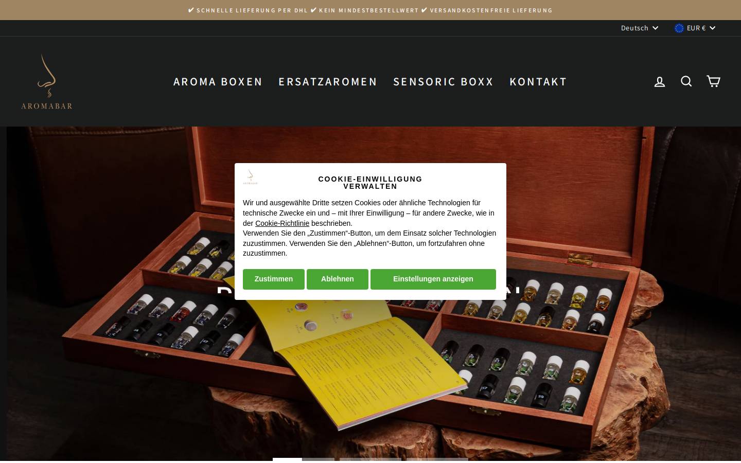 Aromabar.de homepage screenshot