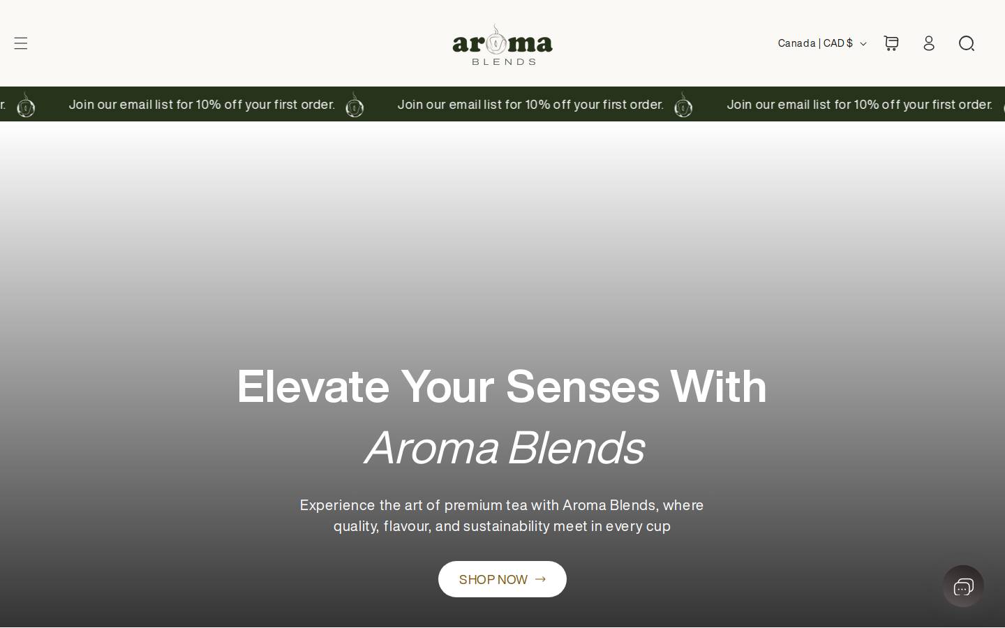 aromablends.co homepage screenshot