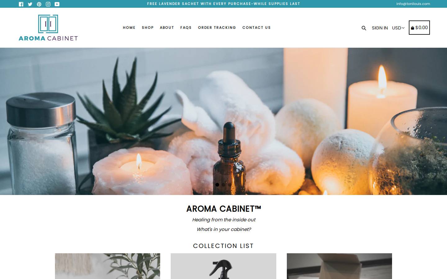 aromacabinet.com homepage screenshot