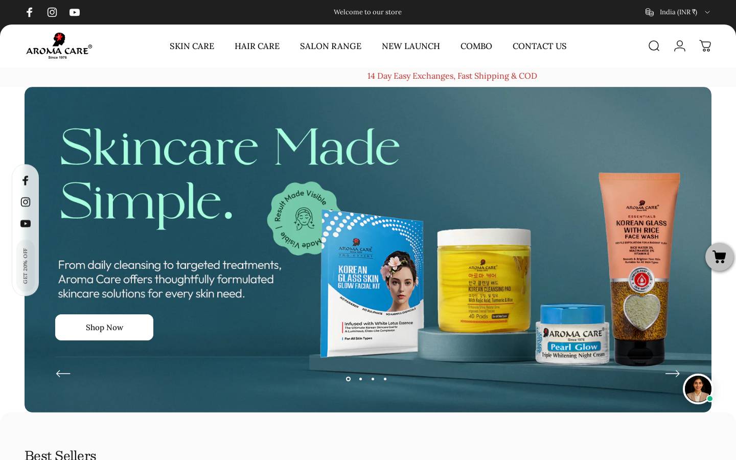 aromacares.com homepage screenshot