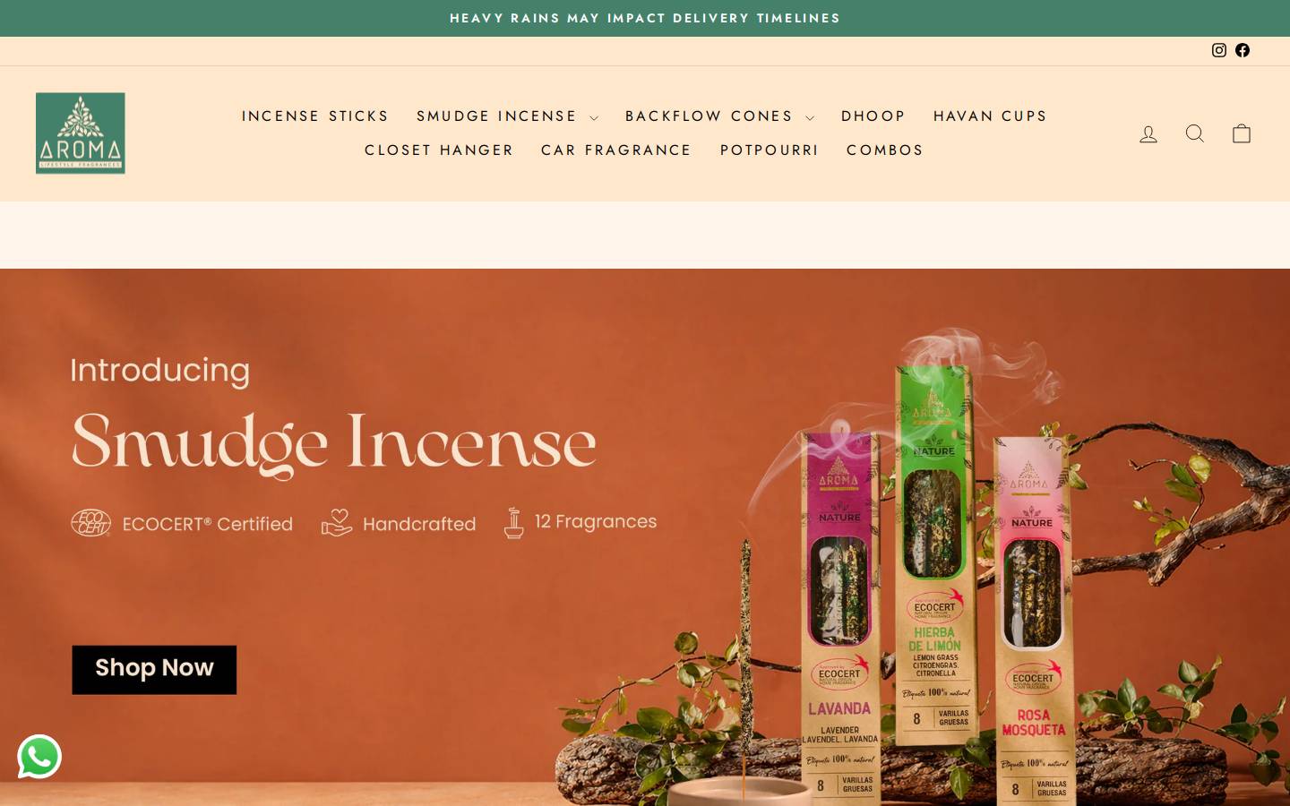 aromafragrances.in homepage screenshot