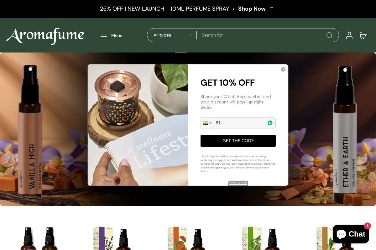 Aromafume - Discover the Power of Scent homepage screenshot