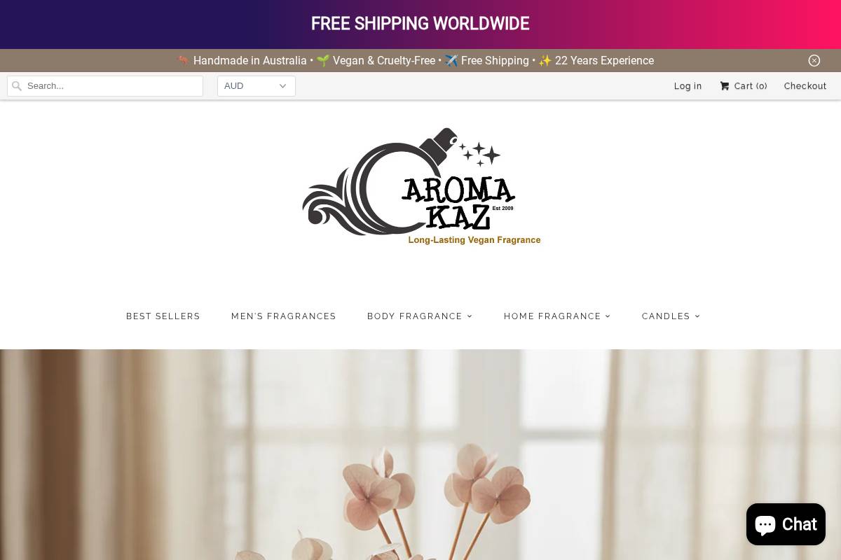 aromakaz.com homepage screenshot