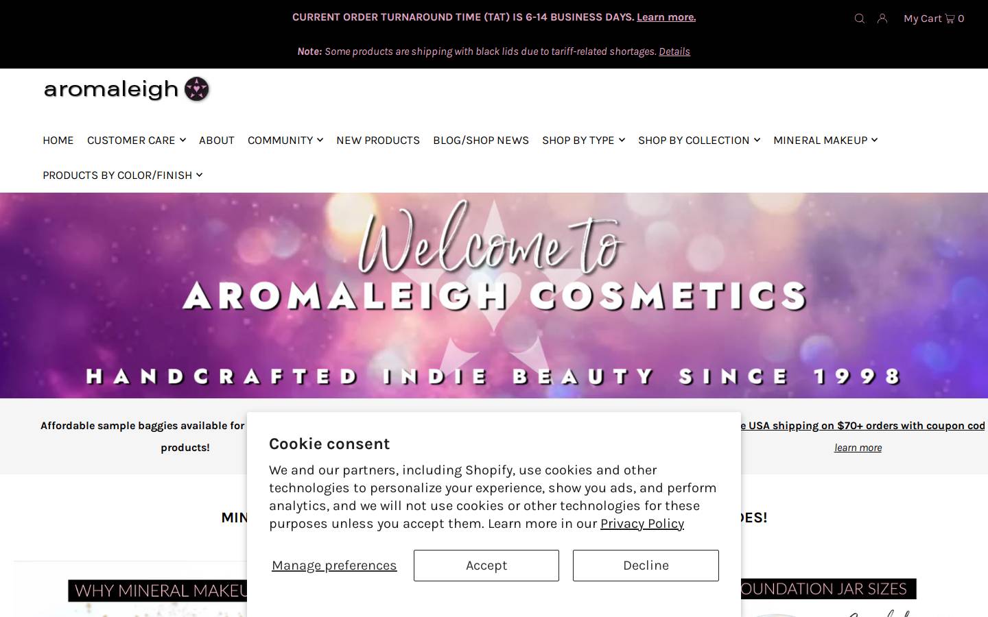 aromaleigh.com homepage screenshot