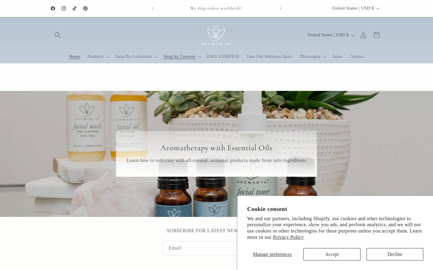 aromanthi.com homepage screenshot