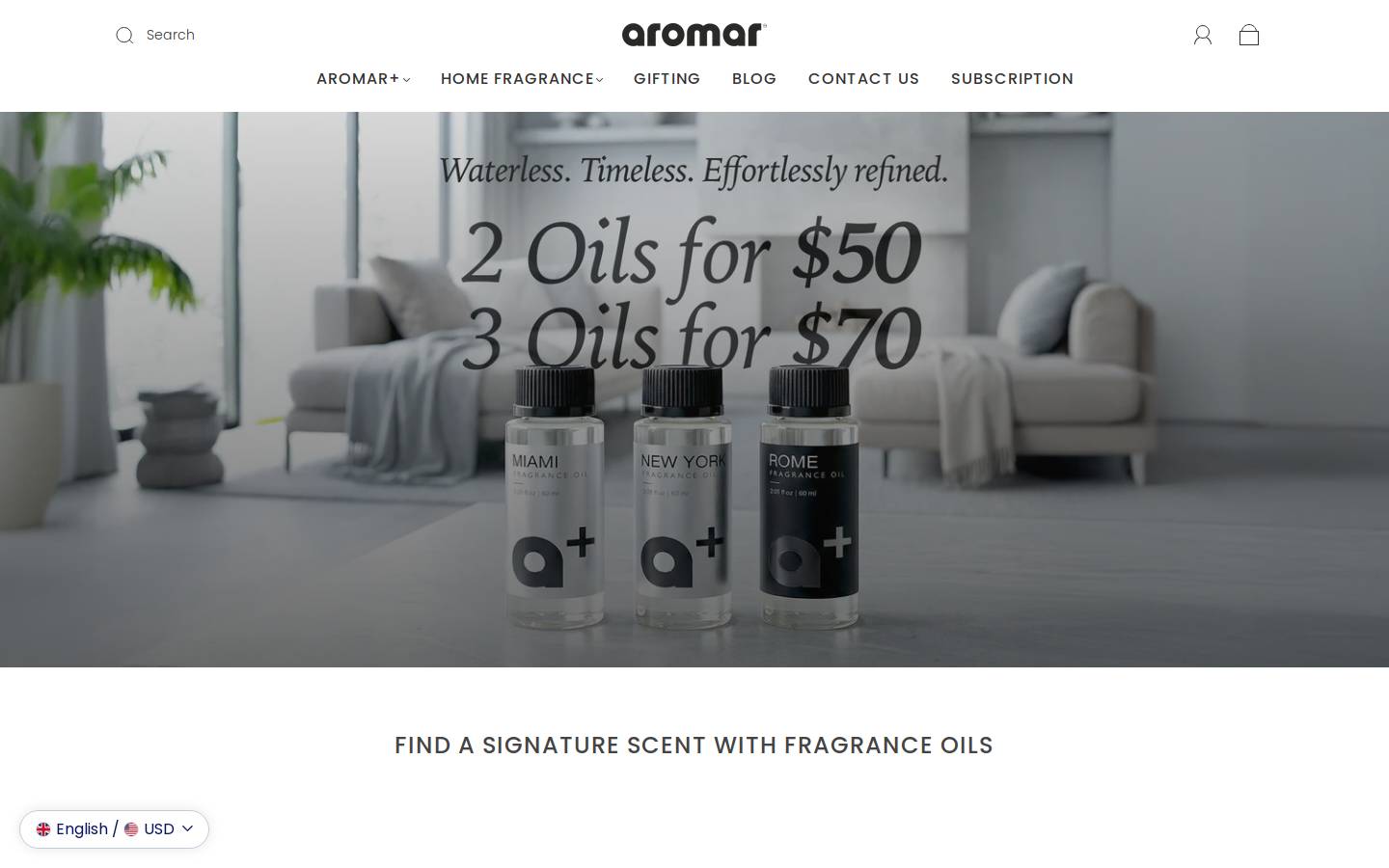 aromar.com homepage screenshot