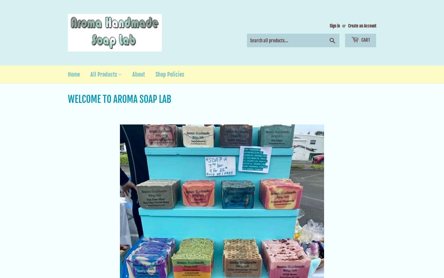 aromasoaplab.com homepage screenshot
