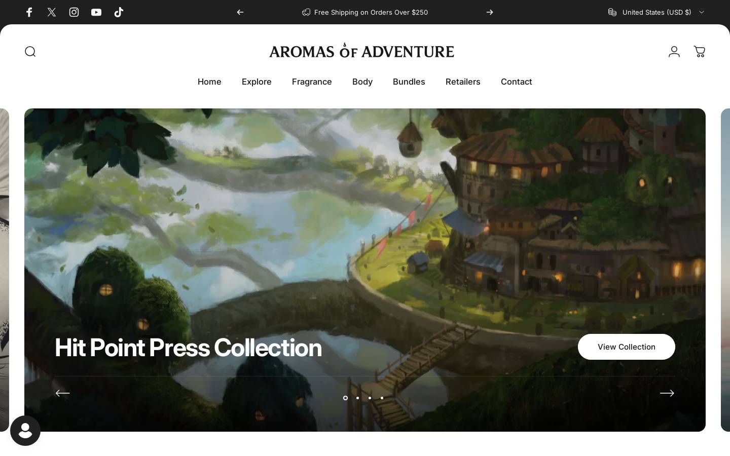 aromasofadventure.com homepage screenshot
