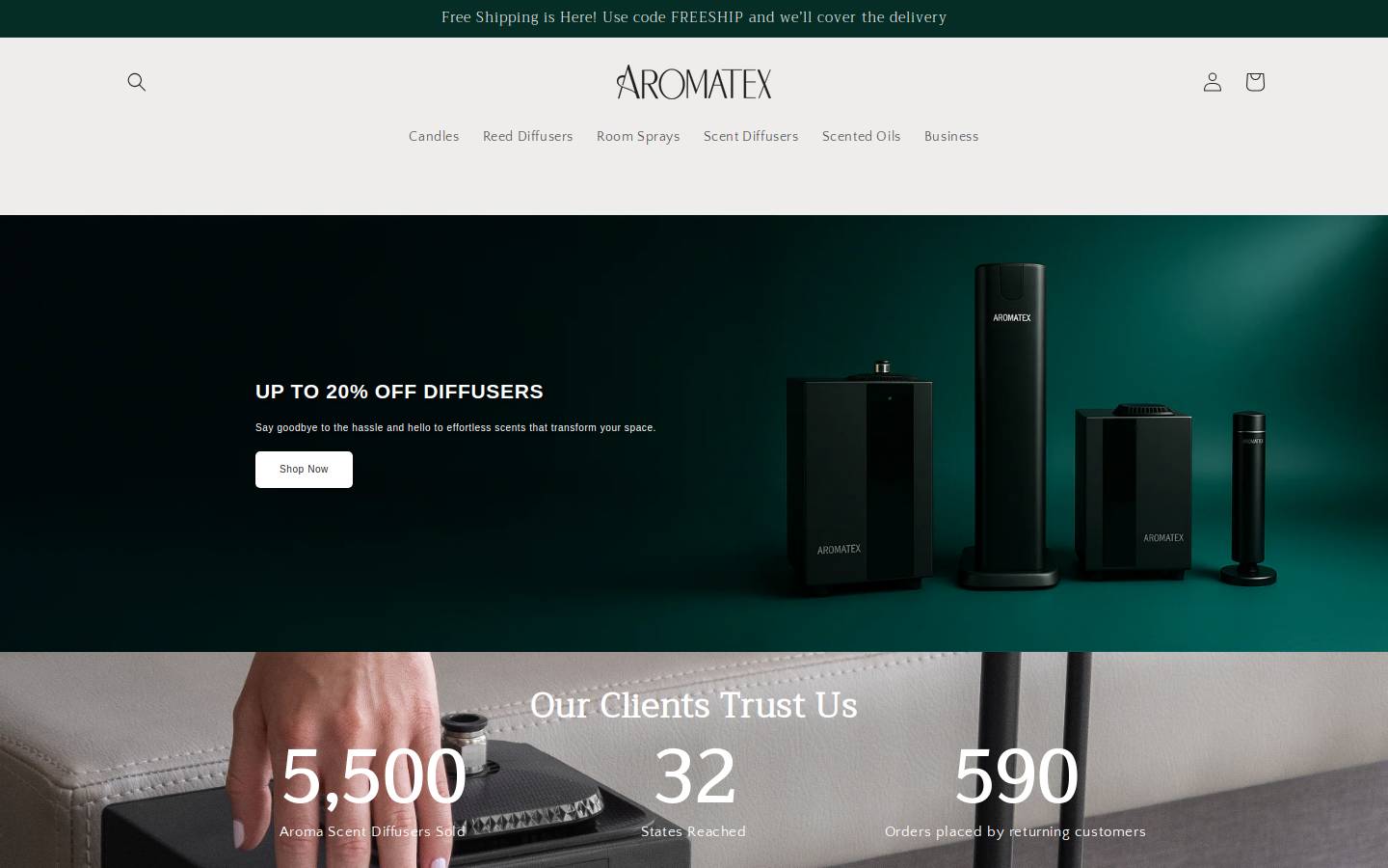 aromatex.com homepage screenshot