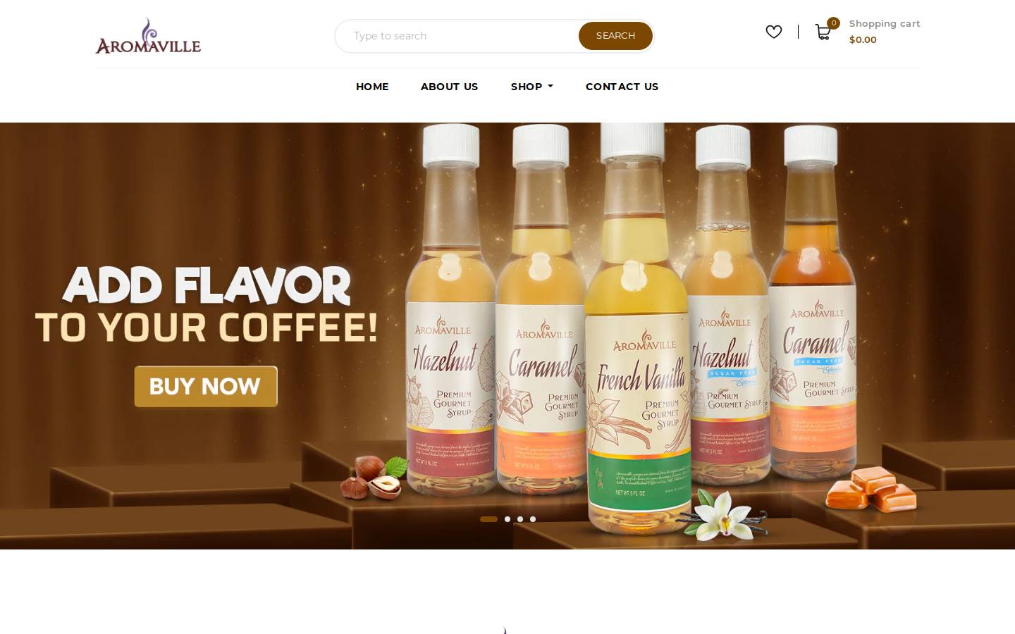 aromaville.com homepage screenshot
