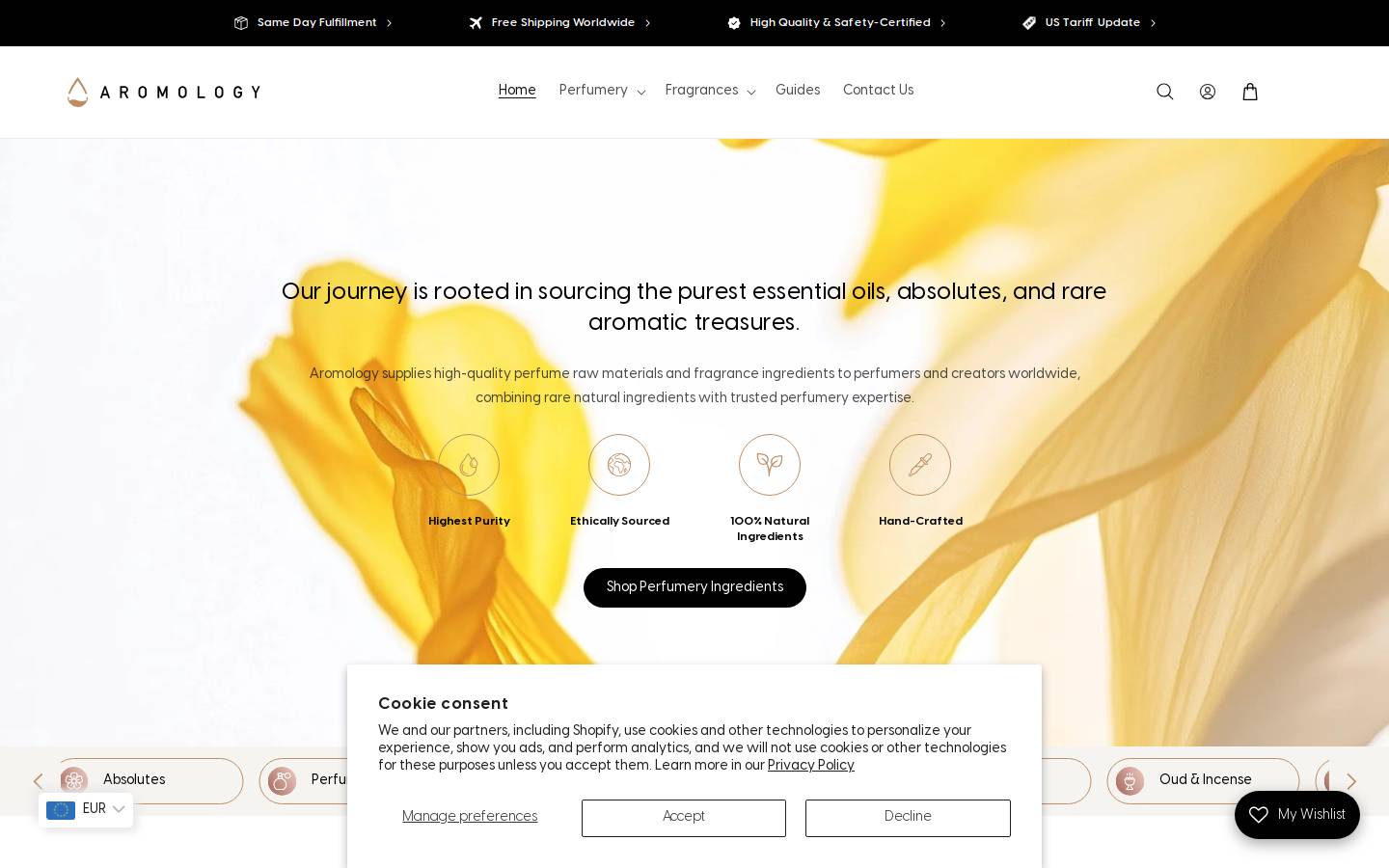 aromology.com homepage screenshot