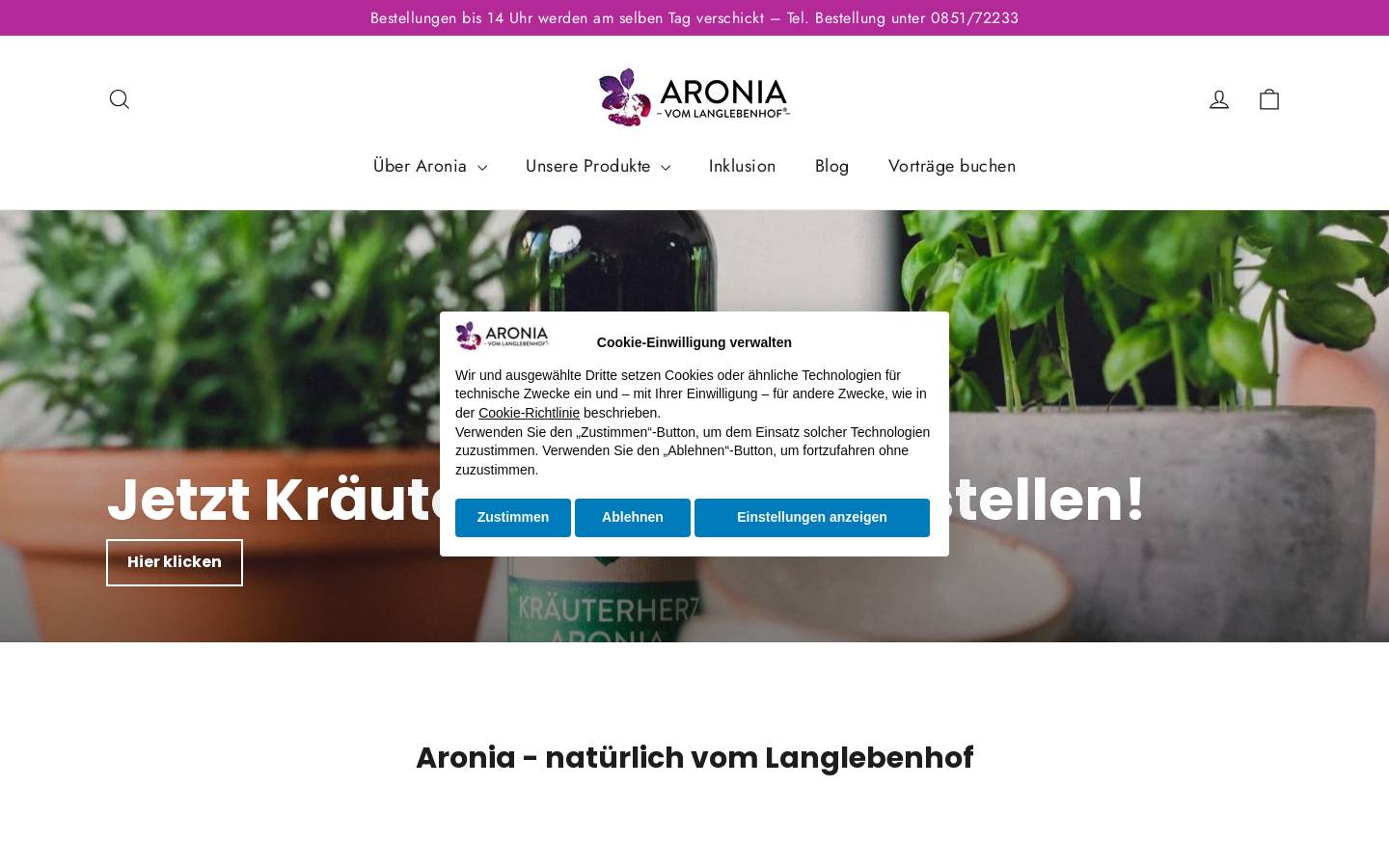 aronia-langlebenhof.de homepage screenshot