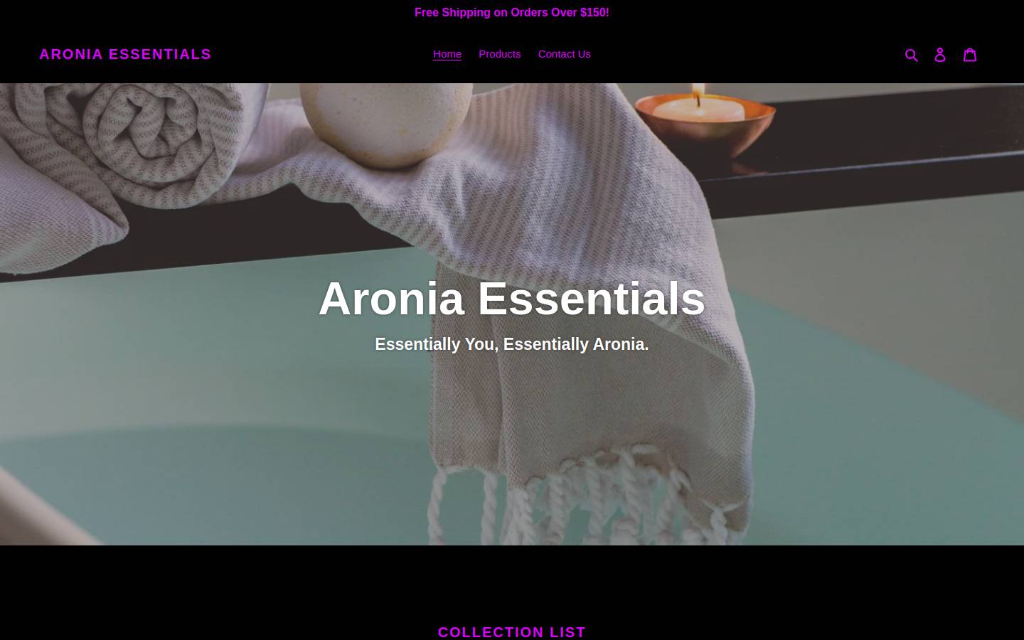 aroniaessentials.com homepage screenshot