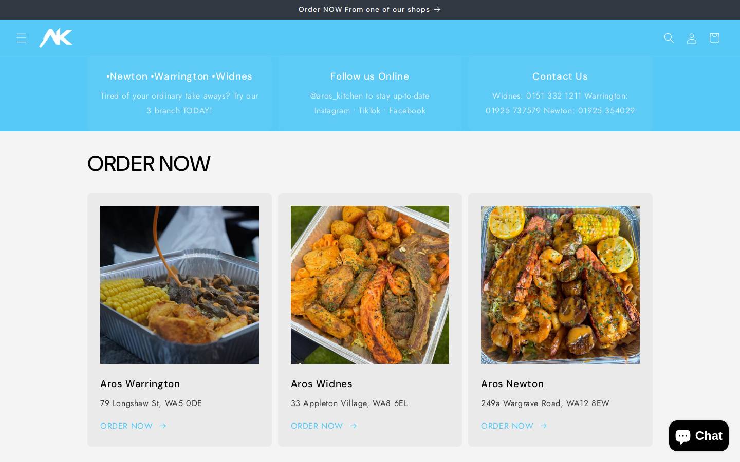 aros-kitchen.com homepage screenshot