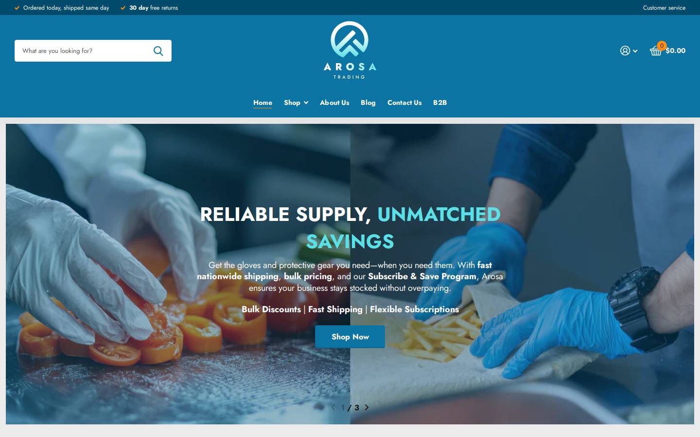 arosatrading.com homepage screenshot