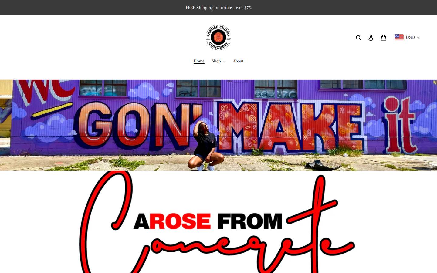 arosefromconcrete.com homepage screenshot