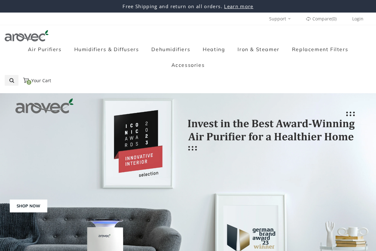 Arovec homepage screenshot