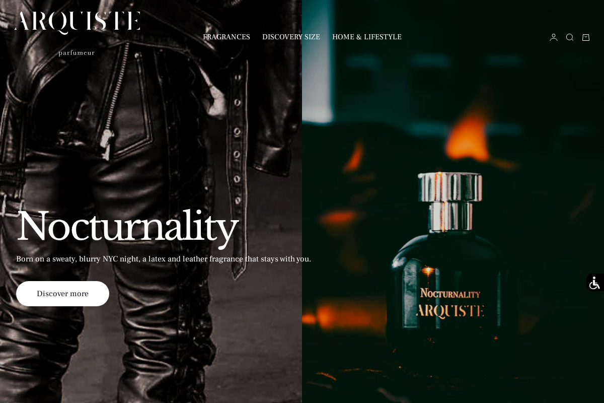 ARQUISTE Parfumeur homepage screenshot