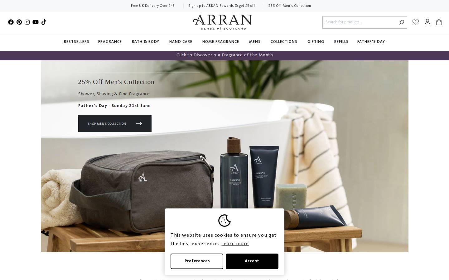 arranaromatics.com homepage screenshot