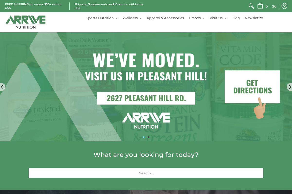 arrivenutritioncenter.com homepage screenshot