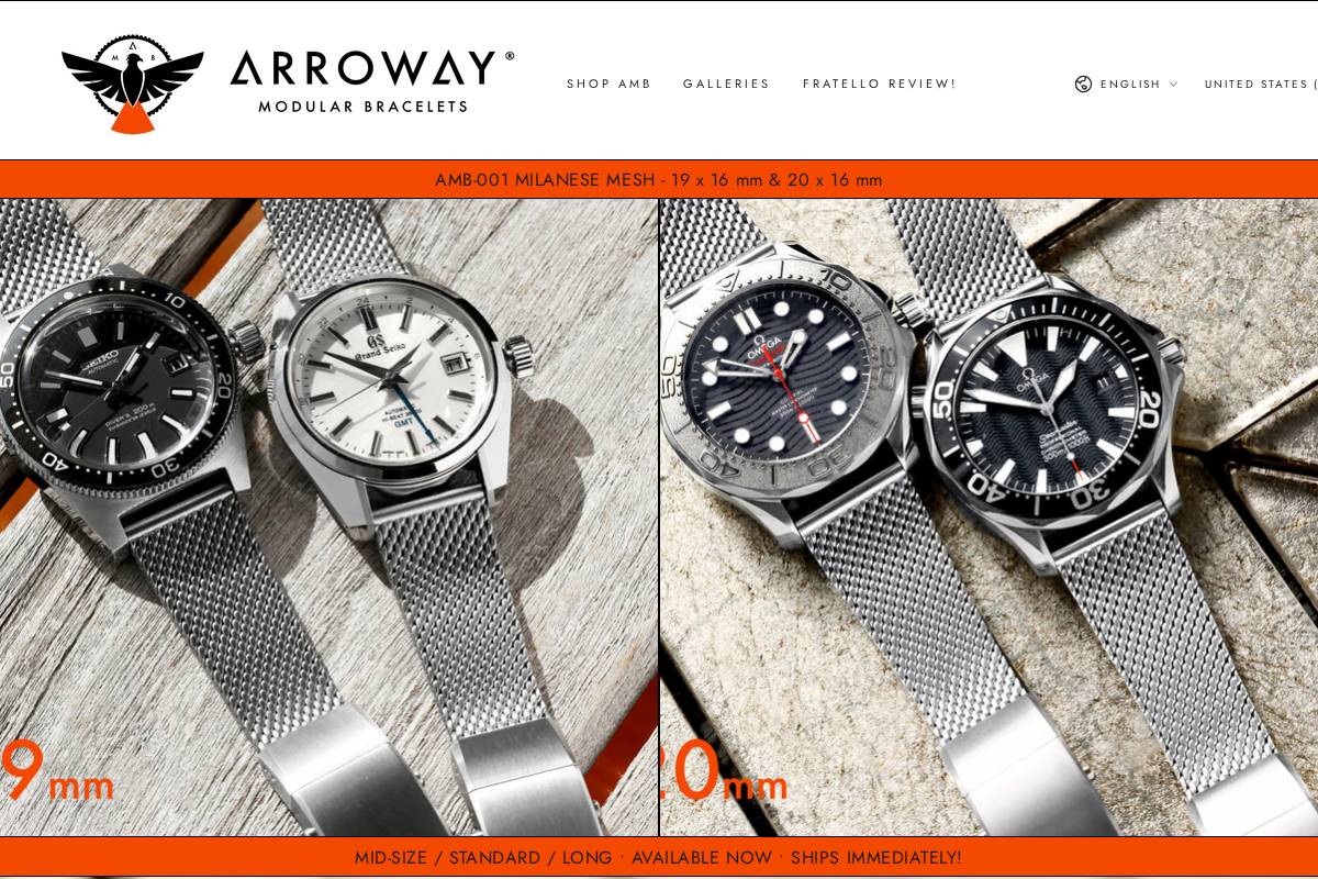 arrowaybracelets.com homepage screenshot