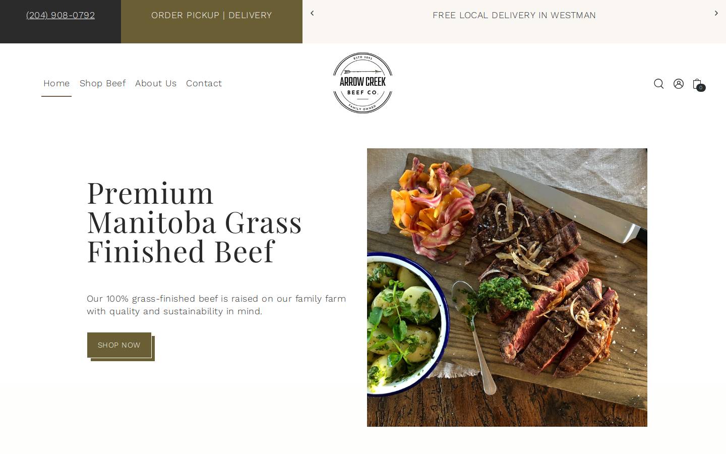 arrowcreekbeef.net homepage screenshot