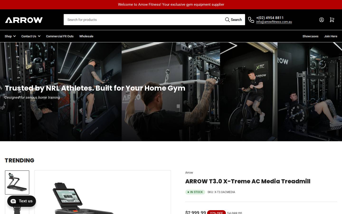 arrowfitness.com.au homepage screenshot