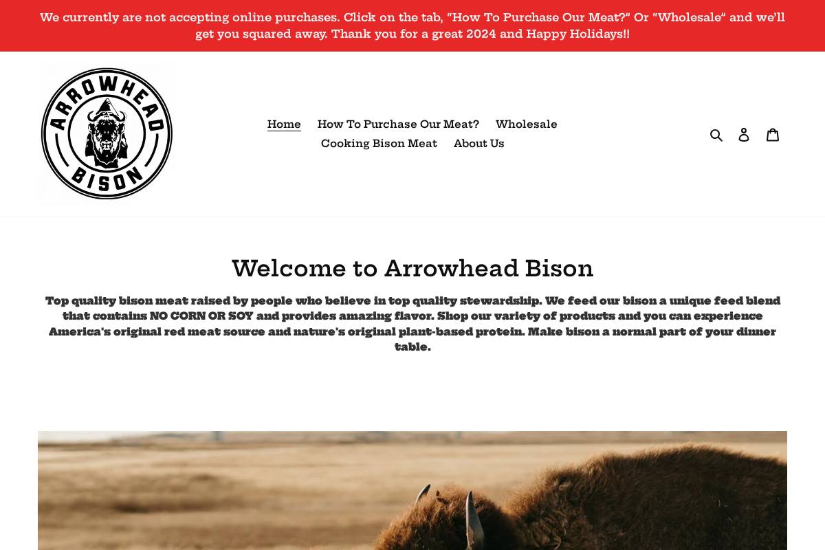 arrowheadbison.com homepage screenshot