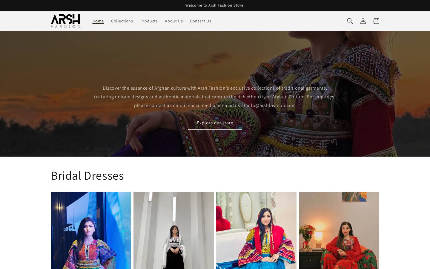 arshfashion.com homepage screenshot