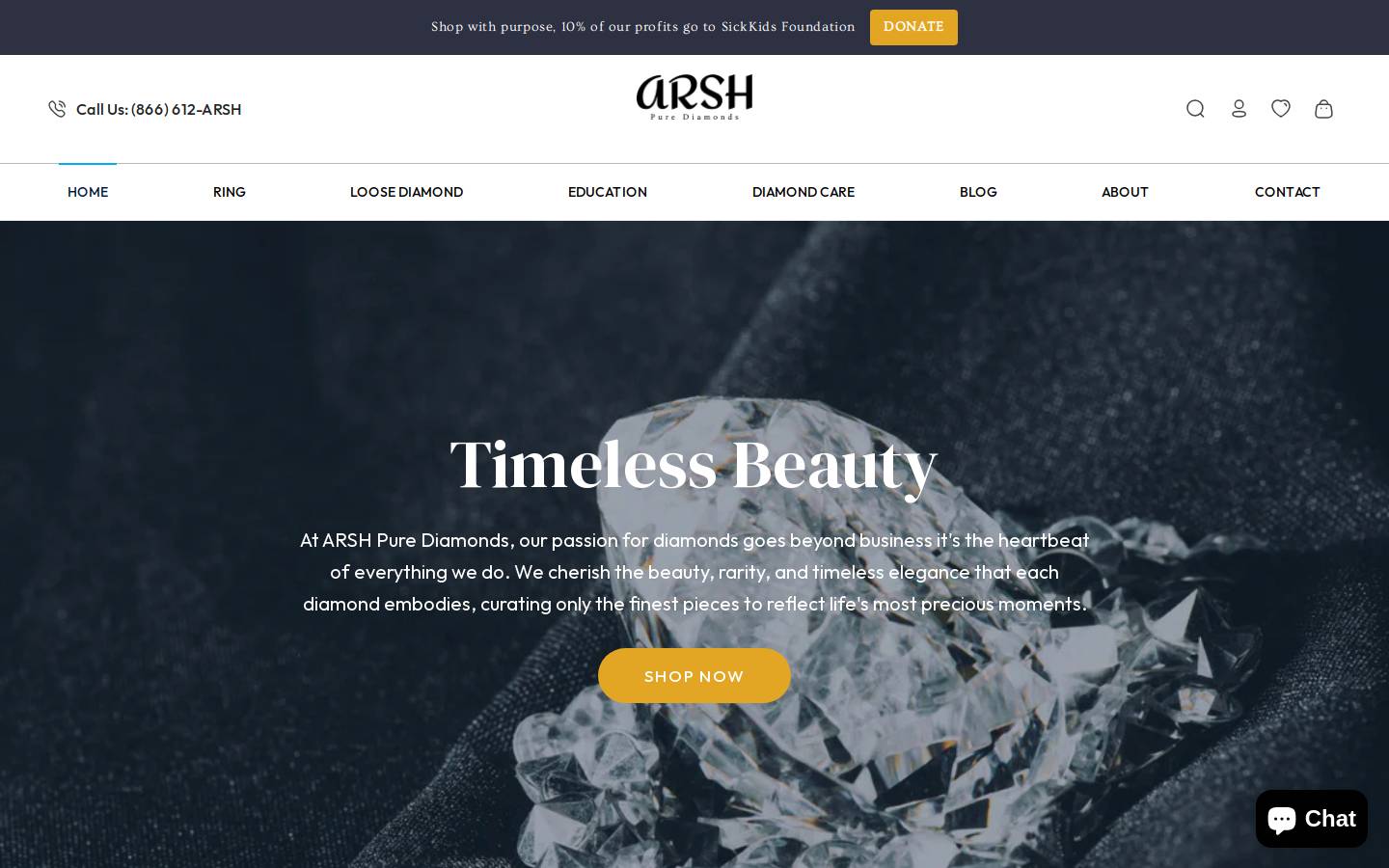 arshpurediamonds.com homepage screenshot