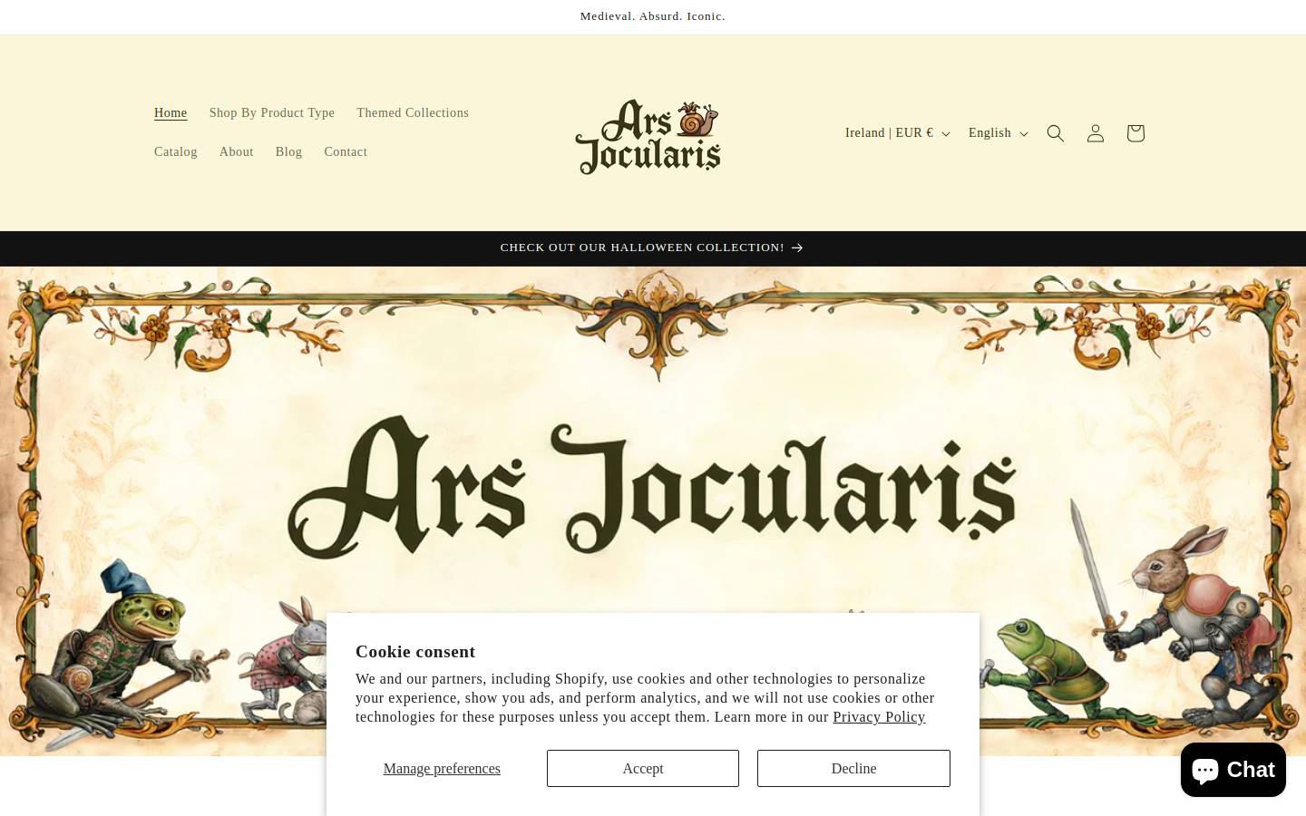 arsjocularis.com homepage screenshot