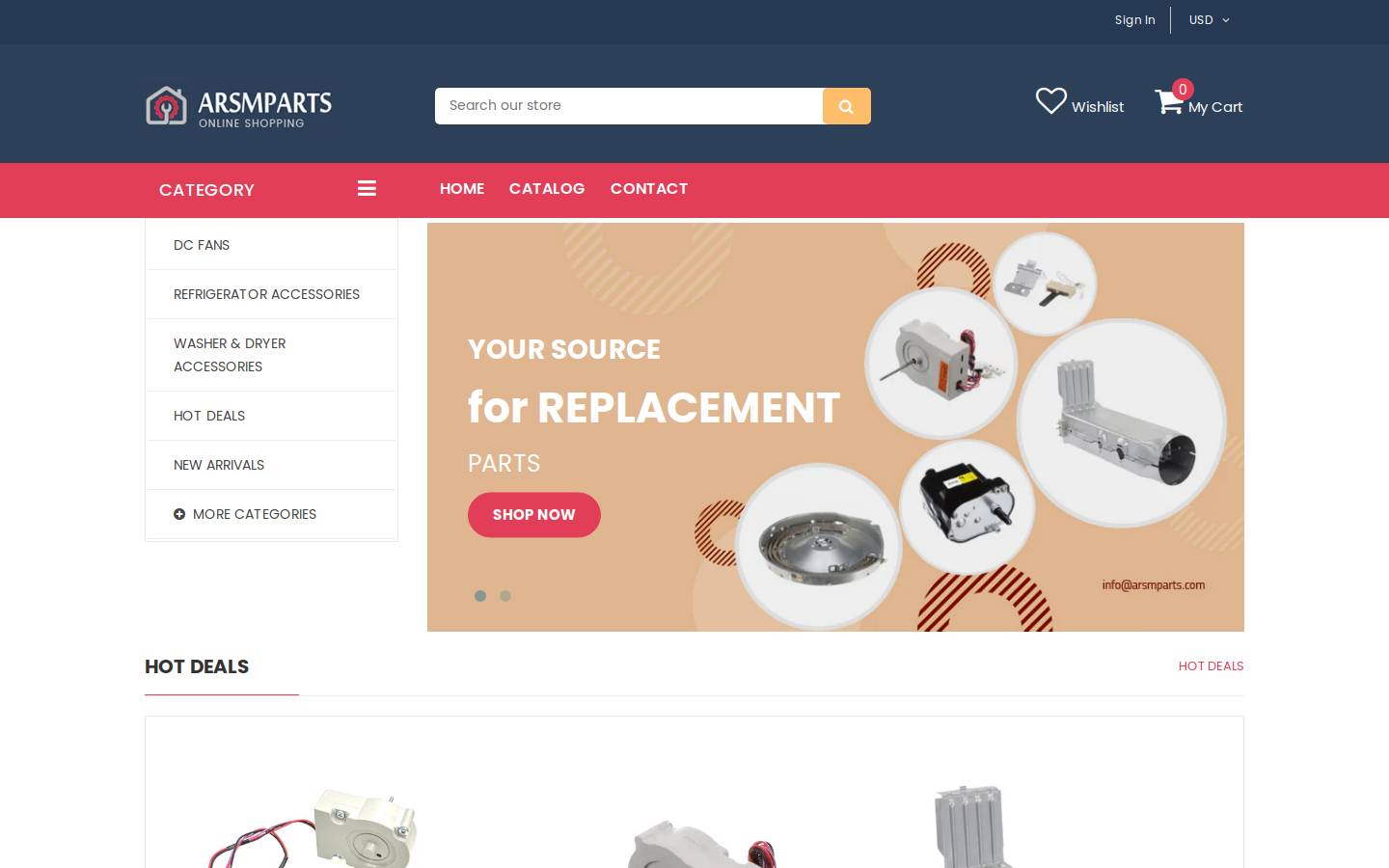 arsmparts.com homepage screenshot