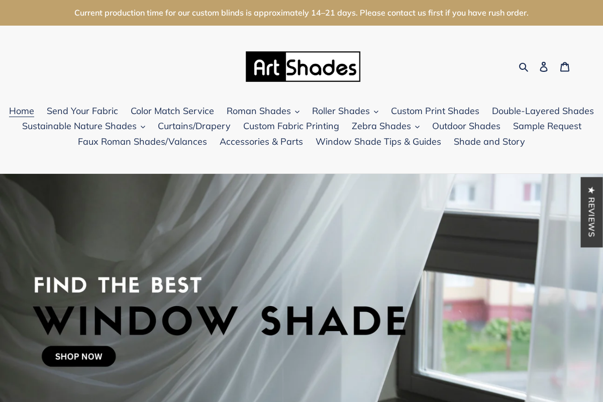 Art Shades homepage screenshot