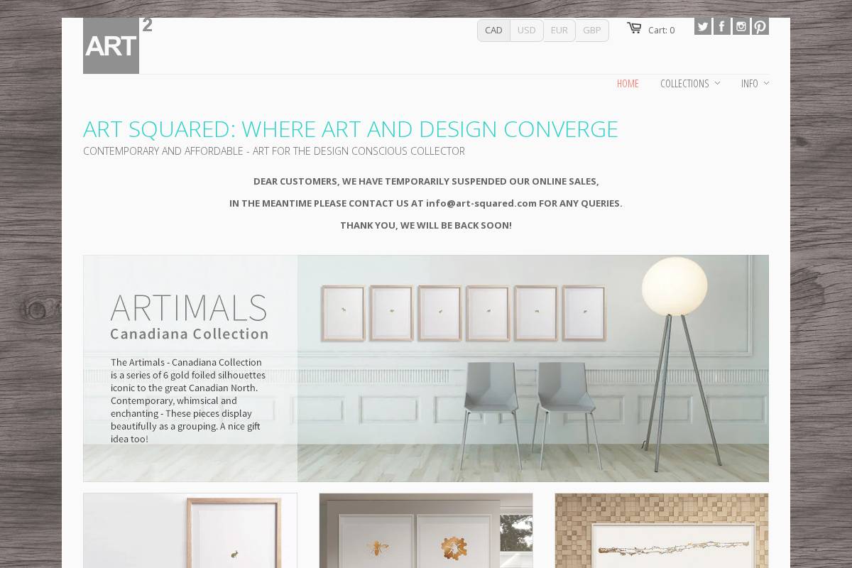 art-squared.com homepage screenshot