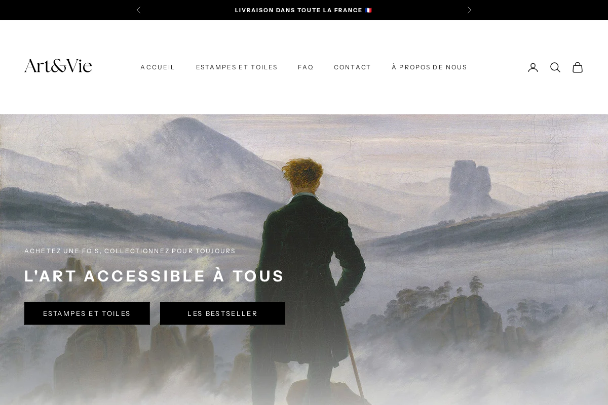 Art & Vie homepage screenshot