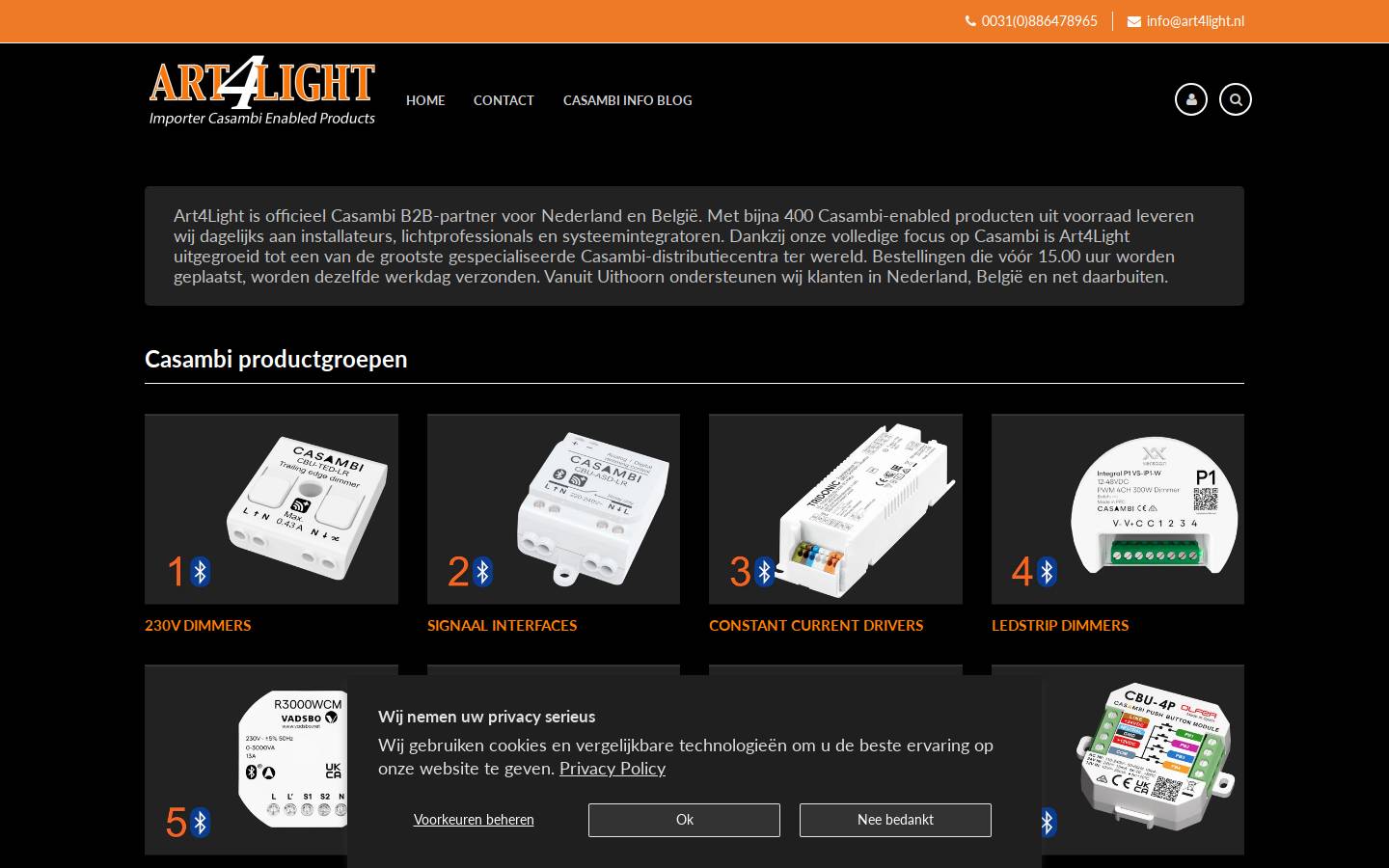 art4light.nl homepage screenshot