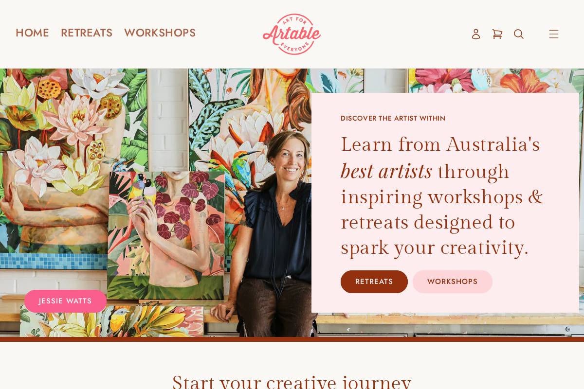 artable.com.au homepage screenshot